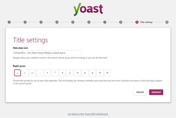 Wordpress Yoast SEO Eklentisinin Kurulum Sihirbazı dokuzuncu Sayfa